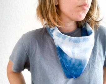 Silk Scarf | Hand Dyed with Indigo, Unisex Silk Bandana