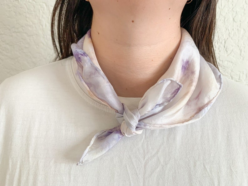 PETALS Silk Scarf Hand Dyed with Roses & Natural Dye Extracts, Unisex Silk Bandana image 1