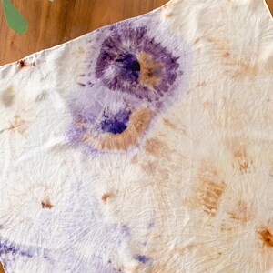 PETALS Silk Scarf Hand Dyed with Roses & Natural Dye Extracts, Unisex Silk Bandana Purple