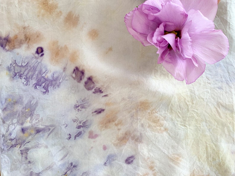 PETALS Silk Scarf Hand Dyed with Roses & Natural Dye Extracts, Unisex Silk Bandana image 4
