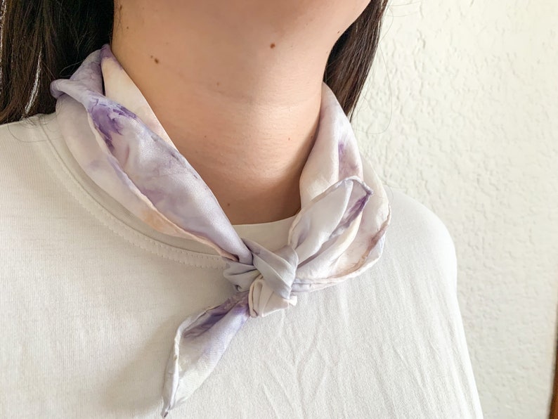 PETALS Silk Scarf Hand Dyed with Roses & Natural Dye Extracts, Unisex Silk Bandana image 10