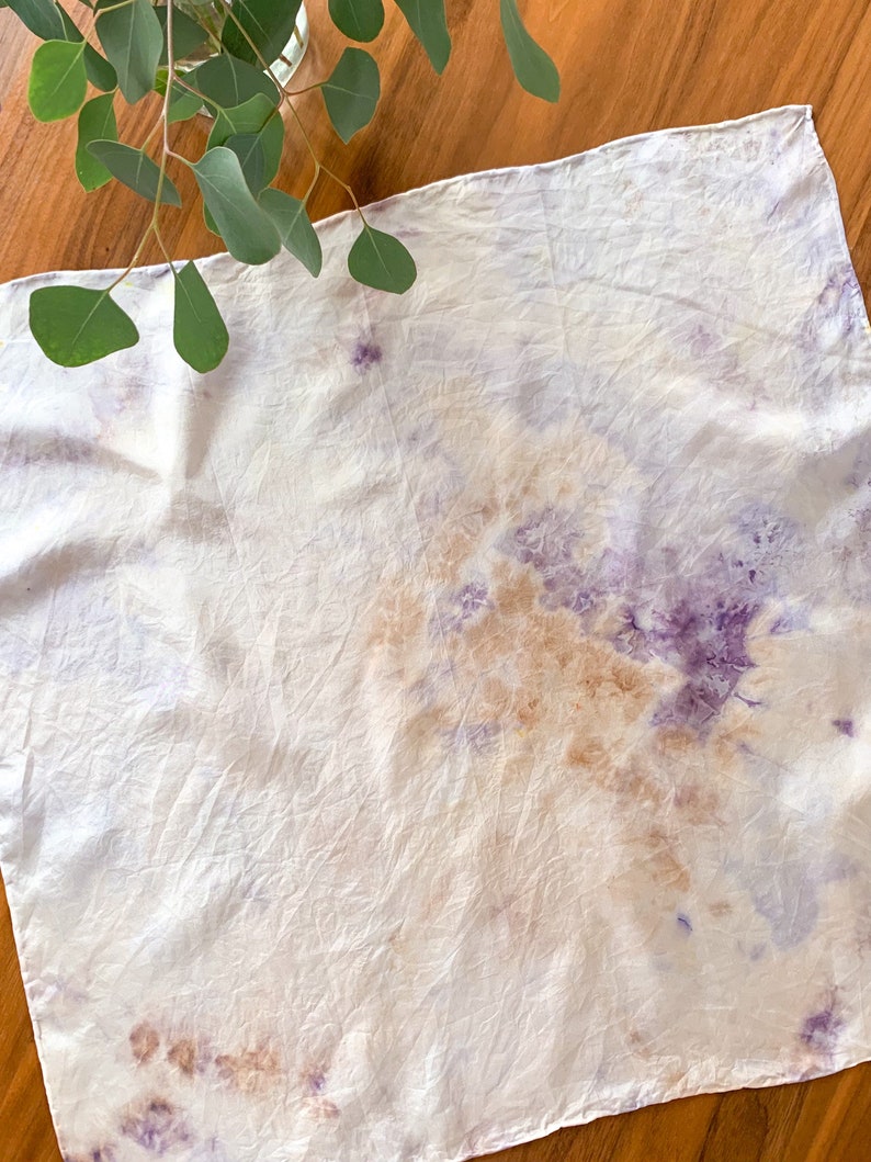 PETALS Silk Scarf Hand Dyed with Roses & Natural Dye Extracts, Unisex Silk Bandana Pastel #2