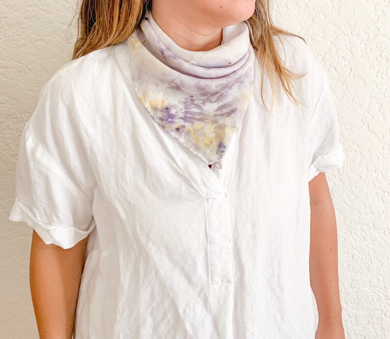 IRIS Silk Scarf Hand Dyed with Natural Logwood & Marigold Extract, Silk Bandana image 1