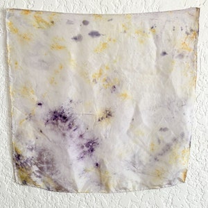 IRIS Silk Scarf Hand Dyed with Natural Logwood & Marigold Extract, Silk Bandana Iris #1