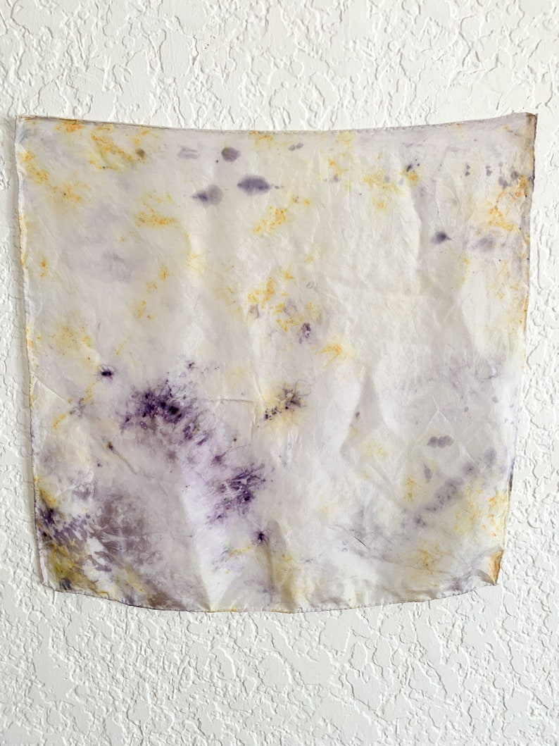 IRIS Silk Scarf Hand Dyed with Natural Logwood & Marigold Extract, Silk Bandana Iris #1