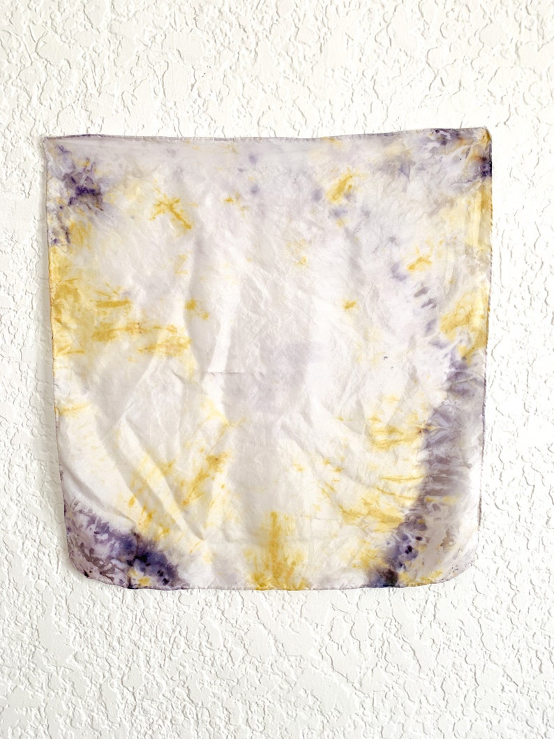 IRIS Silk Scarf Hand Dyed with Natural Logwood & Marigold Extract, Silk Bandana Iris #2