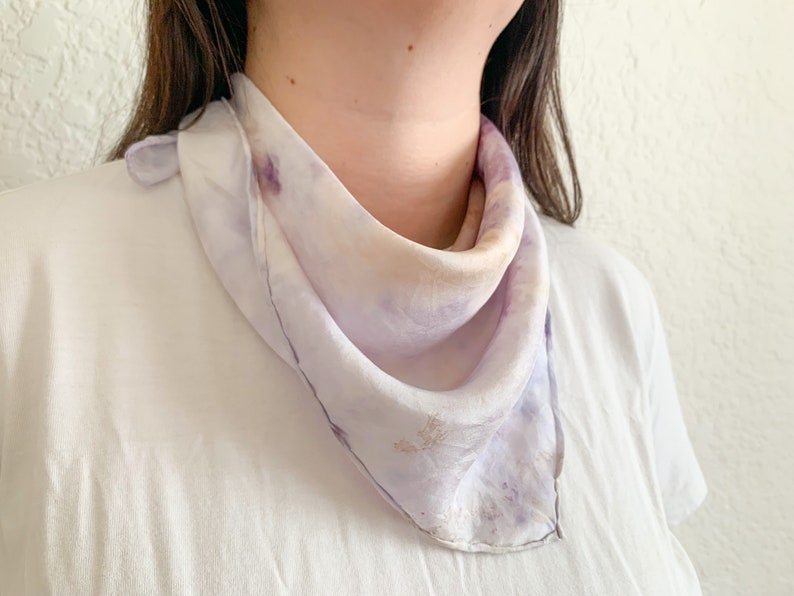 PETALS Silk Scarf Hand Dyed with Roses & Natural Dye Extracts, Unisex Silk Bandana image 3