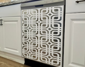Custom Magnetic Dishwasher Cover | Contemporary Trellis Grid