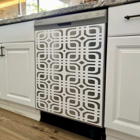 Custom Magnetic Dishwasher Cover | Contemporary Trellis Grid