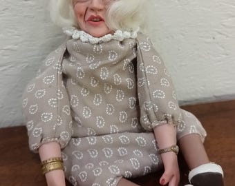 Elderly Lady "Gran Gran" Beanie Doll Handcrafted (Designer Unknown)