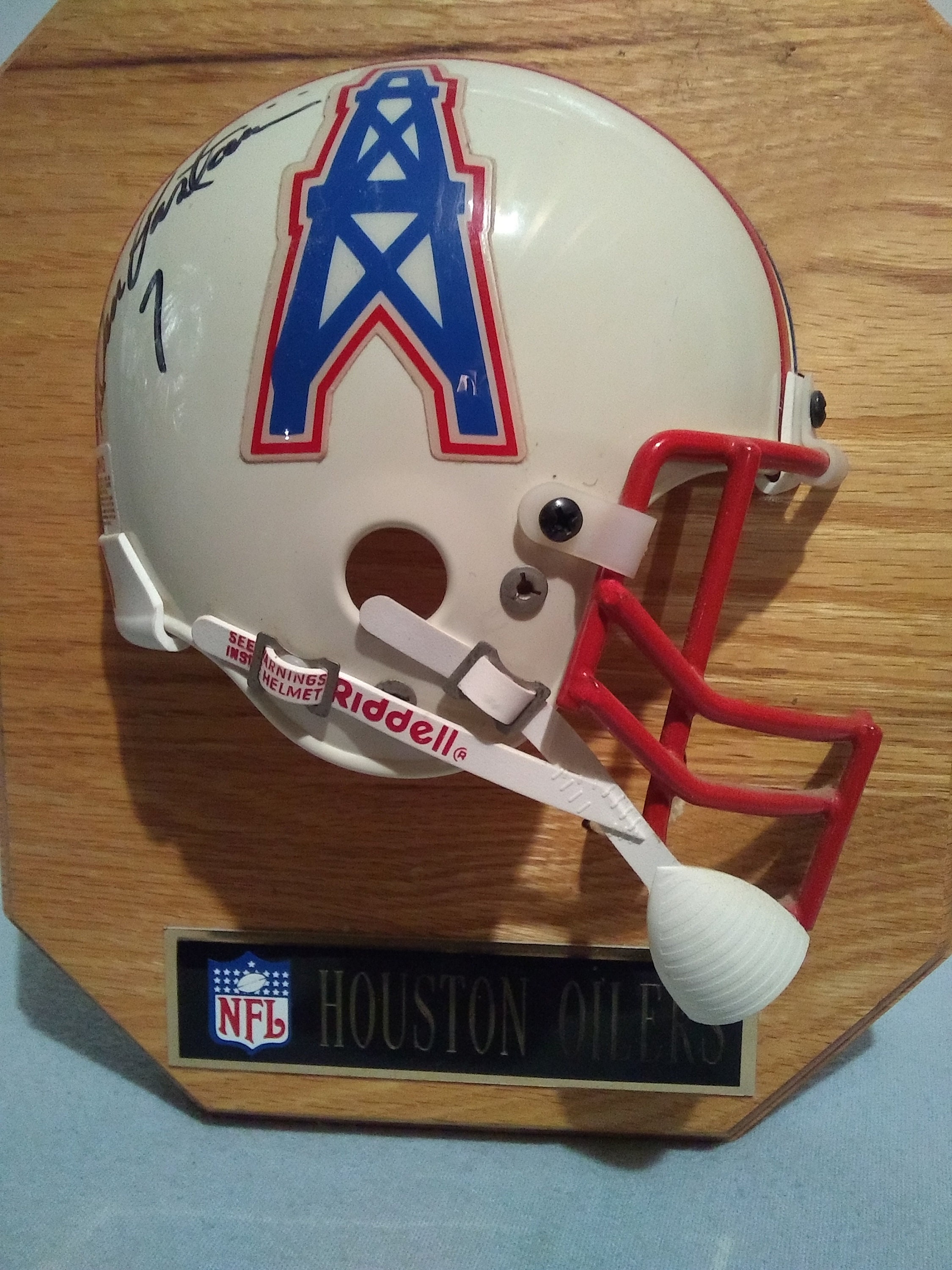 Riddell Earl Campbell Houston Oilers Signed Mini Football Helmet