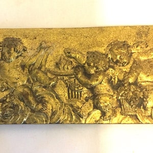 Antique Bronze Relief Angel Cherub Plaque