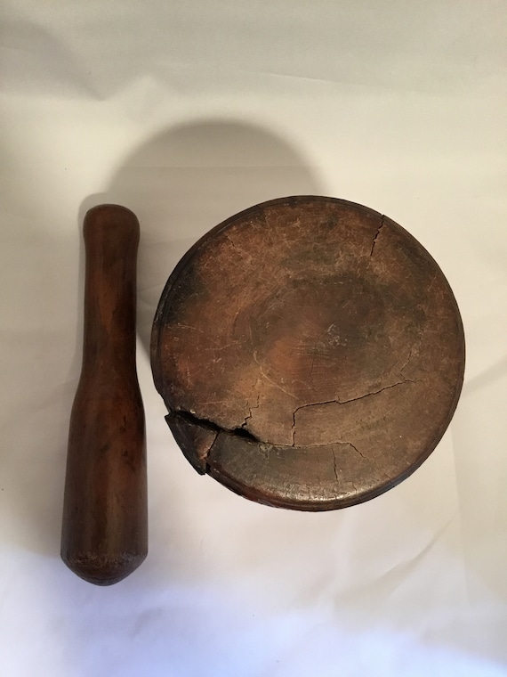 Antique Wood Mortar and Pestle With Old Repair - Etsy