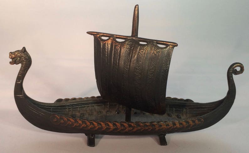 Vintage Brass Viking Ship Paperweight | Etsy