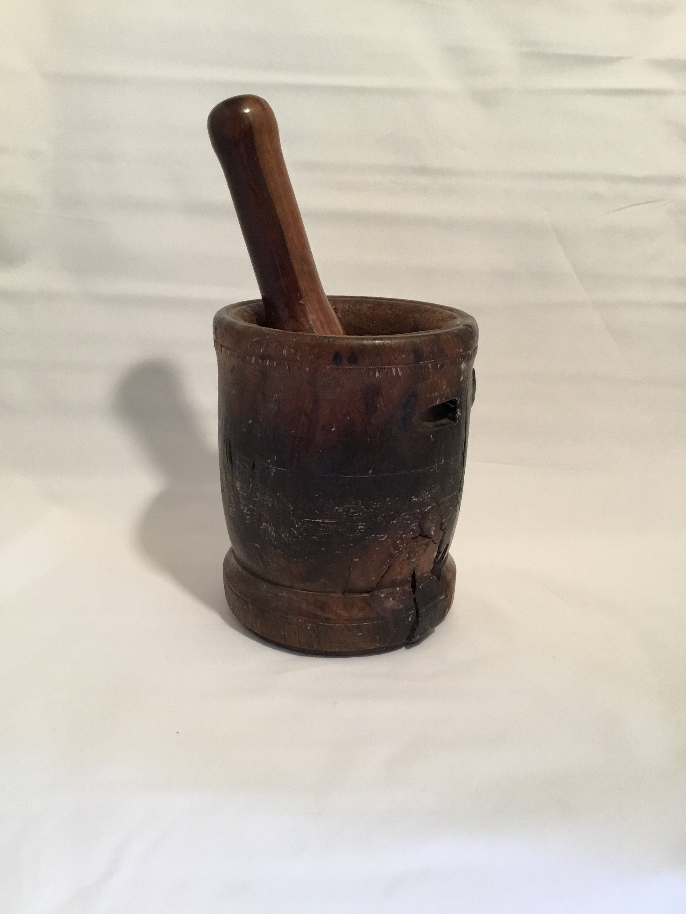 Antique Wood Mortar and Pestle With Old Repair - Etsy