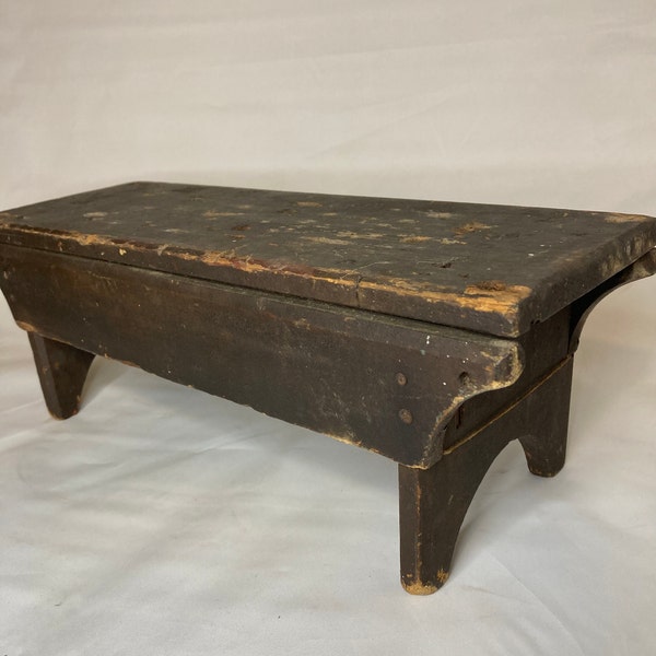 Early Antique Primitive Wooden Stool from Vermont