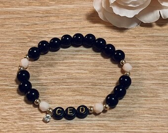 CEO | galentines gift, beaded bracelet, beaded jewelry, empowered woman, ceo, ceo gift, boss babe, boss babe gift, girl boss