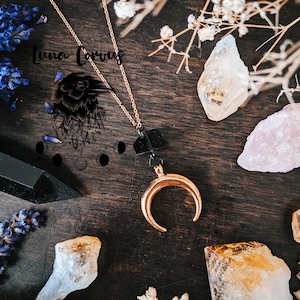 LUNADIAN - Obsidian Moon Pendant ~ Moon Charm. Black. Dark. Witch Necklace. Crystals. Witchy. Gothic. Gift for her. Raw. Witch. Moonchild.