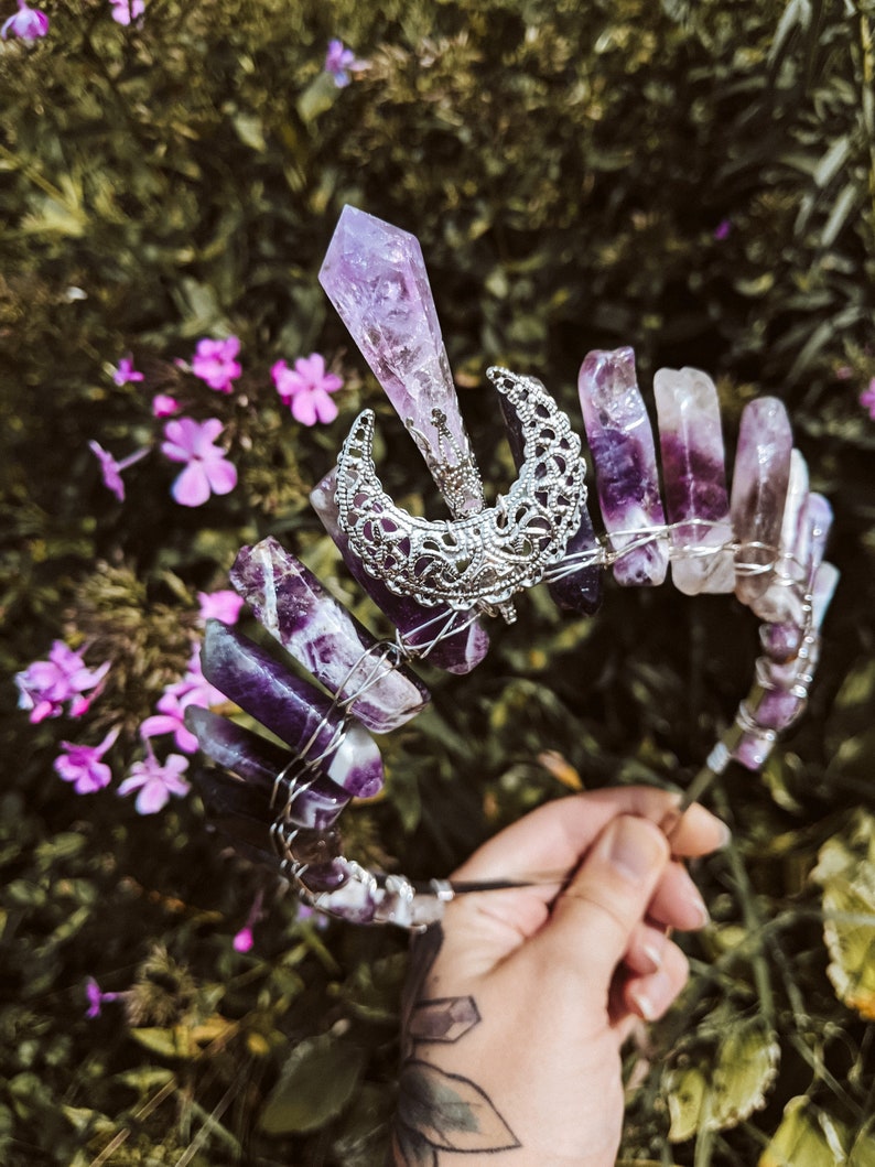 Luna AMETHYST QUEEN Crystal Crown. Wedding Crown. Crystals. Etsy