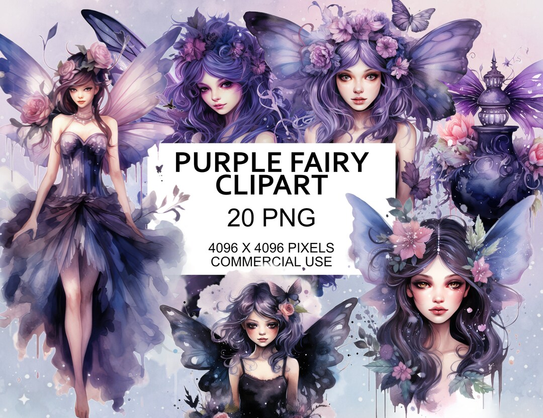 Fairy Watercolor Clipart PNG - Butterfly Clipart - Pastel Goth Clipart ...