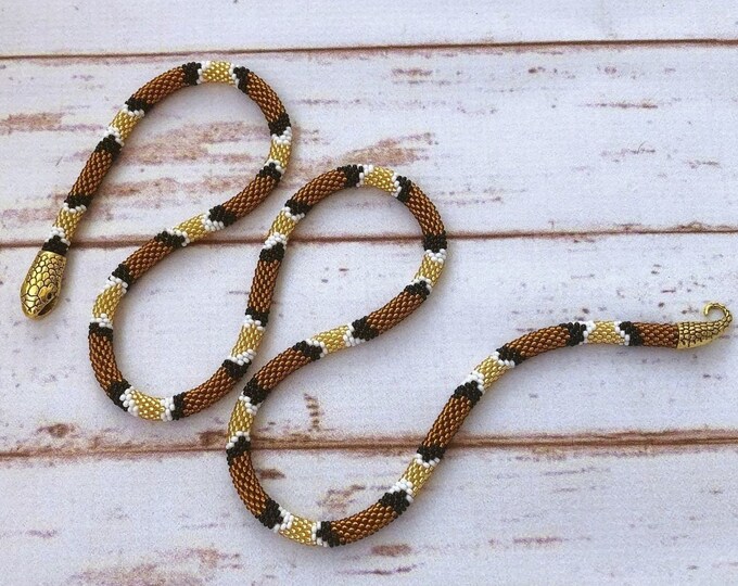 Beaded Snake Necklace Bead Crochet Reptile Jewelry Snake Etsy