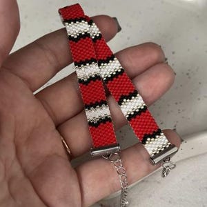 Japanese MIYUKI Delica Beads Snake Bracelet - Bead Crochet Reptile Jewelry - Scarlet Aspid Python Reptile Snake Skin Pattern Unisex Jewelry