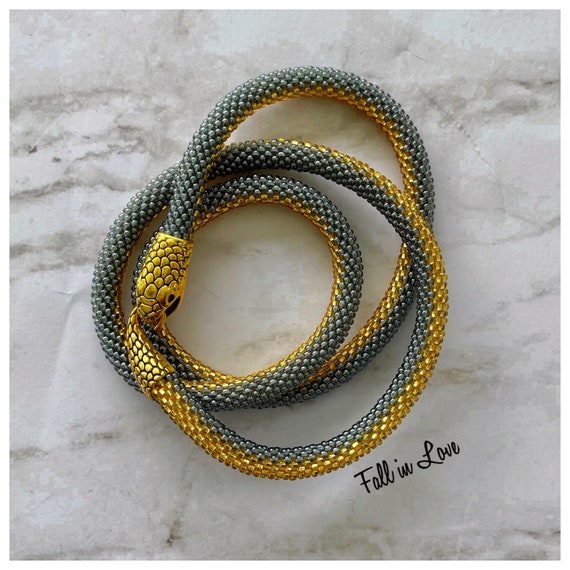 Beaded Snake Necklace Bead Crochet Reptile Jewelry Snake Etsy