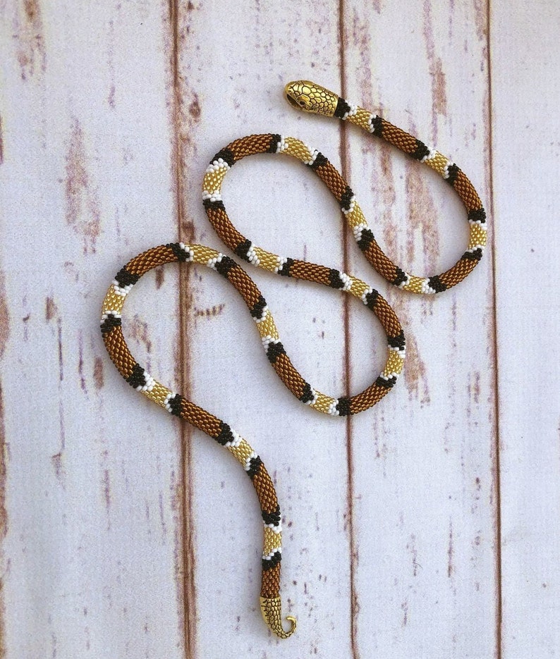 Beaded Snake Necklace Bead Crochet Reptile Jewelry Snake Etsy