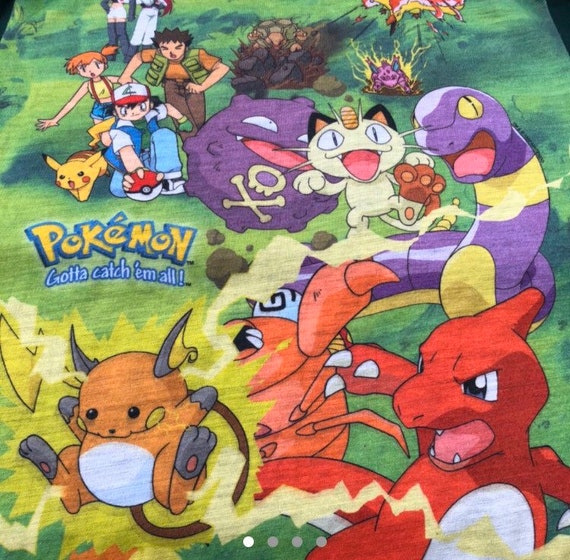 1999 vintage Pokemon Shirt Pikachu Ash all over pr