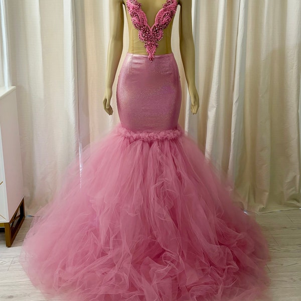 Pink Aria prom dress with tulle