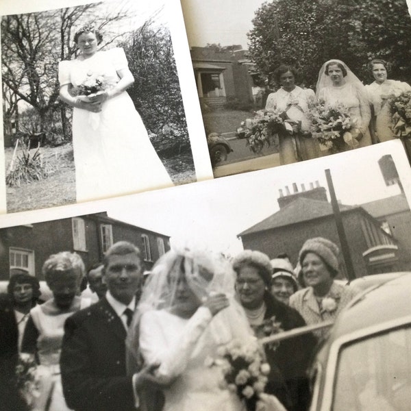 Vintage Wedding Photos Lot of (3) Black & White Photographs 1930s - 1940’s