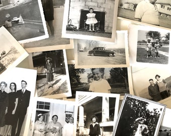 Old Photos Lot of 25 Vintage Snapshots, 1940’s - 1960  People / Family / Friends Photos, Art Craft Collage Junk Journal Supply