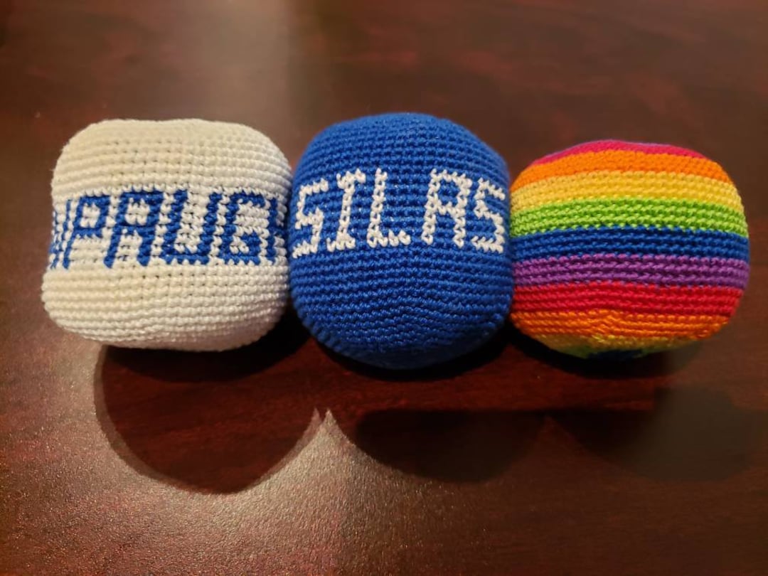 Personalized Crocheted Hacky Sack, Footbag, Ball, Custom Gift, Softball