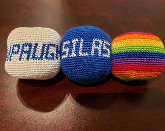 Personalized Crocheted Hacky Sack, Footbag, Ball, Custom Gift,  Softball gift, baseball gift, fast pitch gift, personalized gift, juggling