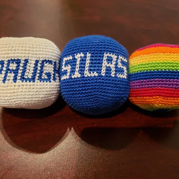Personalized Crocheted Hacky Sack, Footbag, Ball, Custom Gift,  Softball gift, baseball gift, fast pitch gift, personalized gift, juggling