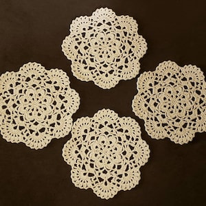 Set of 4 Crocheted Doilies Coasters