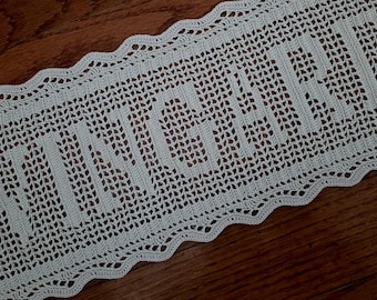 Crochet Name Doily, Wedding Gift, Anniversary Gift, Antique, Decor