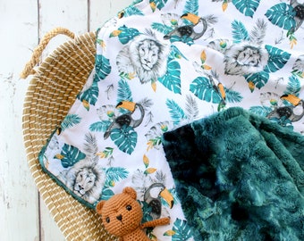 Lion Minky Baby Blanket: Personalized Nursery Bedding, Custom Embroidery, Adult Throw Blanket