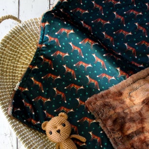Forest Fox Baby Minky Blanket: Personalized Cottagecore Nursery