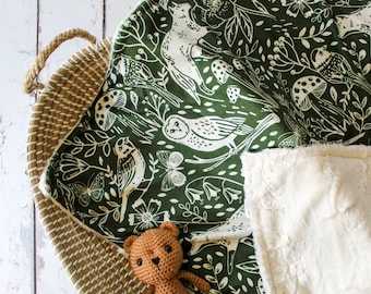 Olive Animal Minky Baby Blanket: Personalized Nursery Bedding, Custom Embroidery, Adult Throw Blanket