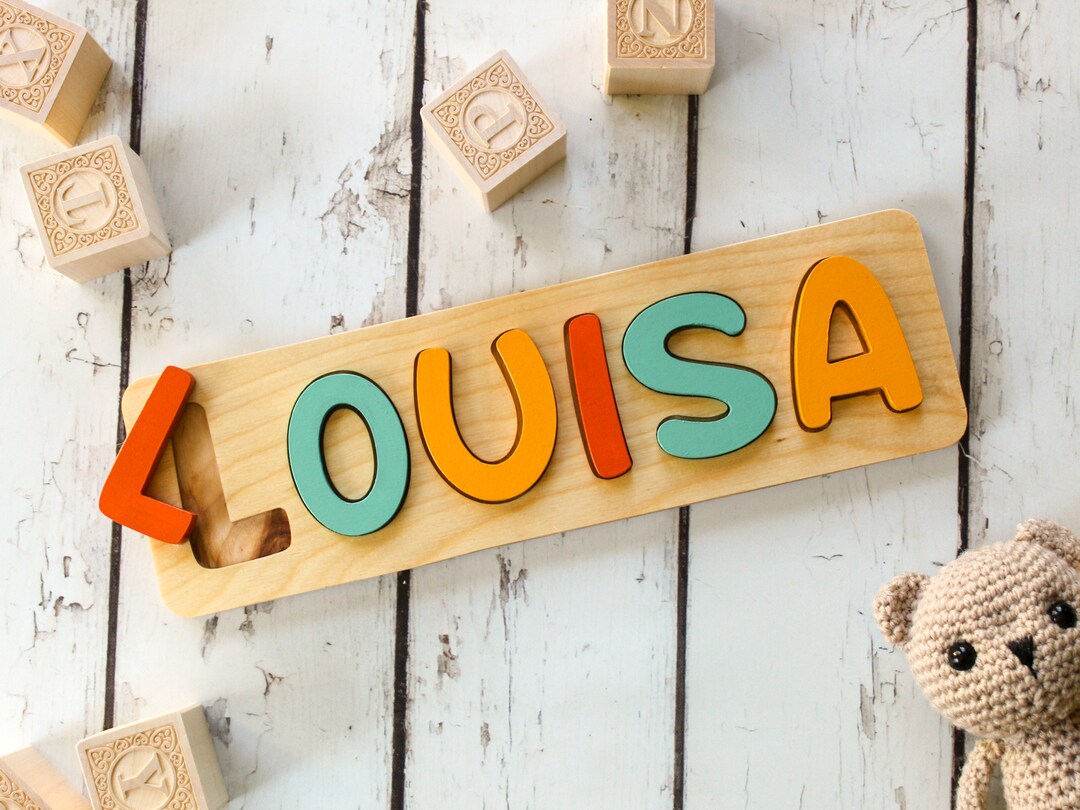 Wooden Name Puzzle, Personalized Baby, Montessori Toy, Toddler Gifts, Kid Name Puzzle