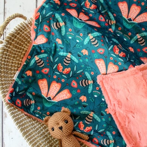Honey Bee Minky Baby Blanket: Bohemian Floral, Personalized