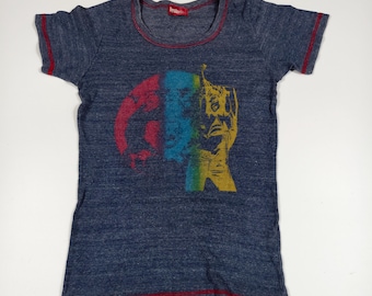 Hysteric Glamour Rainbow Girl Graphic Ringer Navy Blue #G