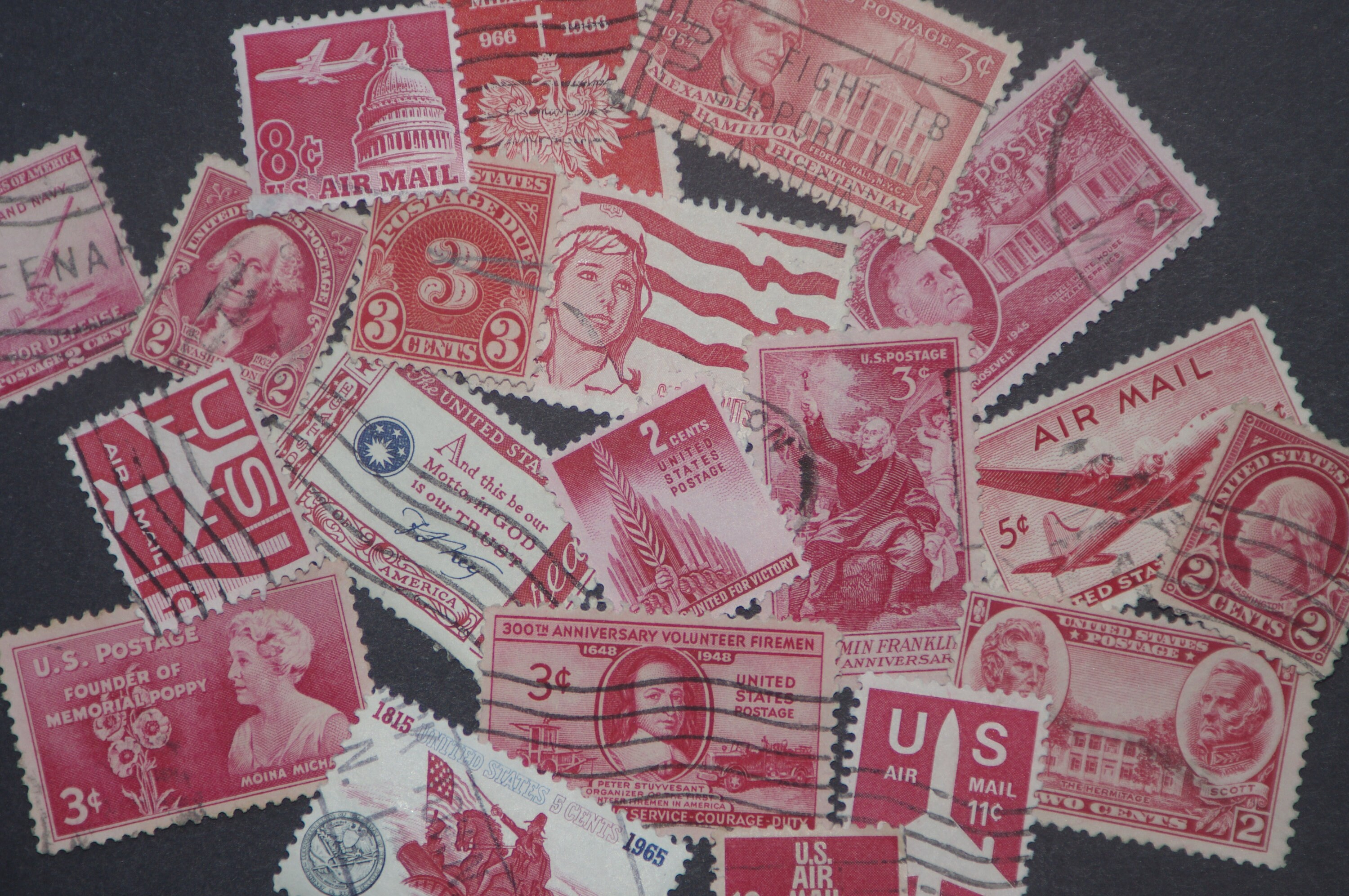 20 Vintage RED Postage Stamps, Used US Stamps for Collecting ...
