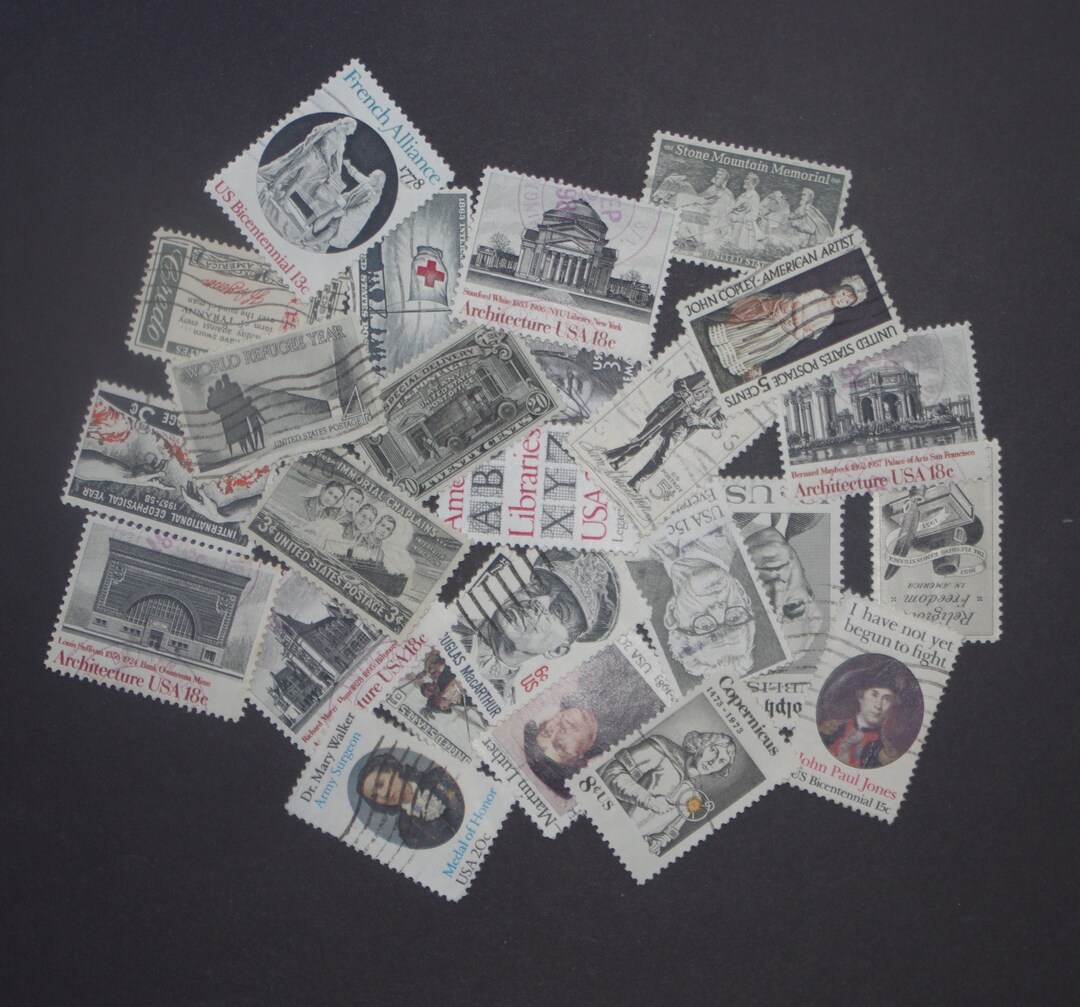Vintage BLACK Postage Stamps ~ 25 Black, Various Shades, Used, off ...