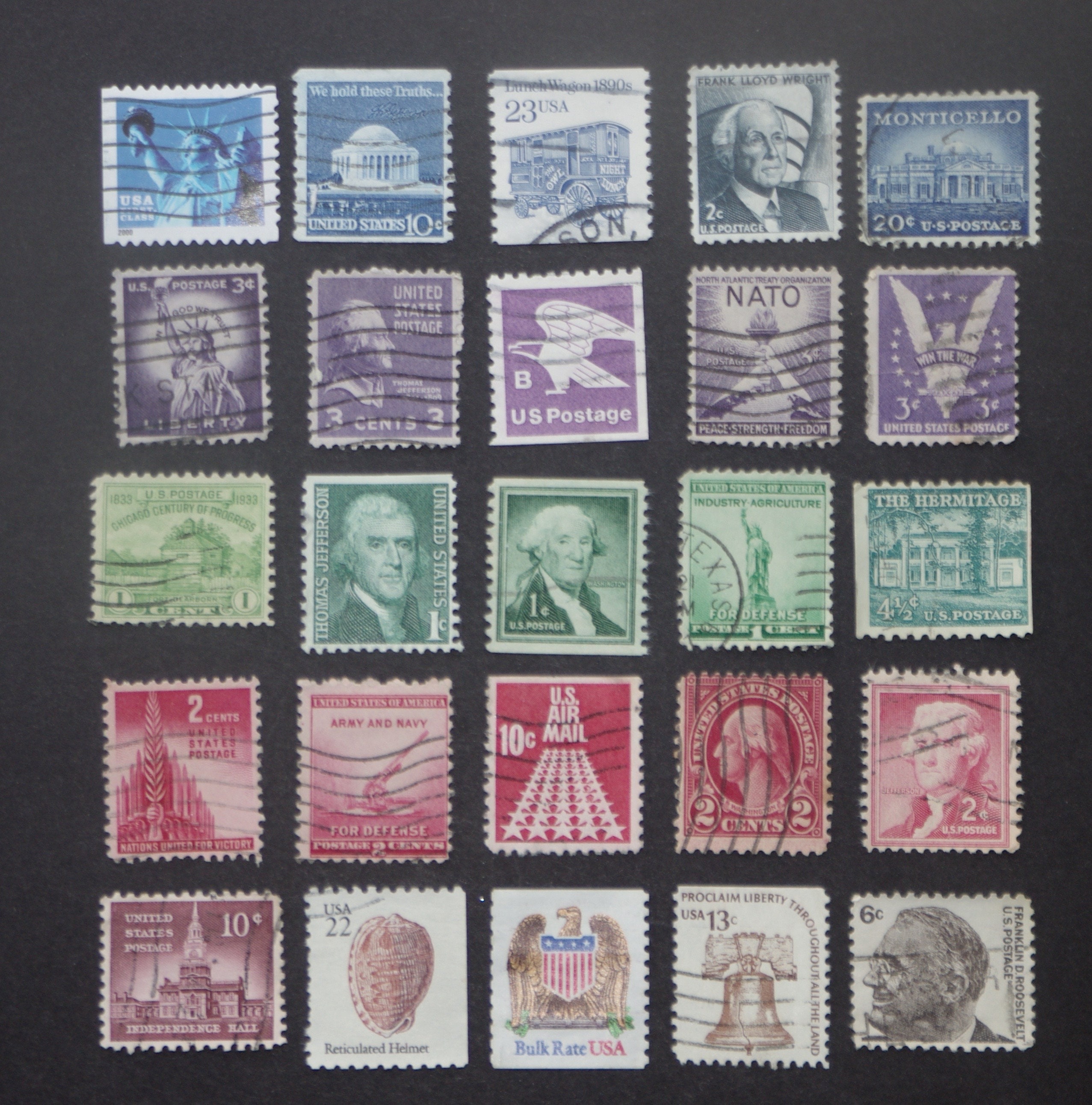 Vintage DEFINITIVE Postage Stamps 25 five Colors, Various Shades, Used ...