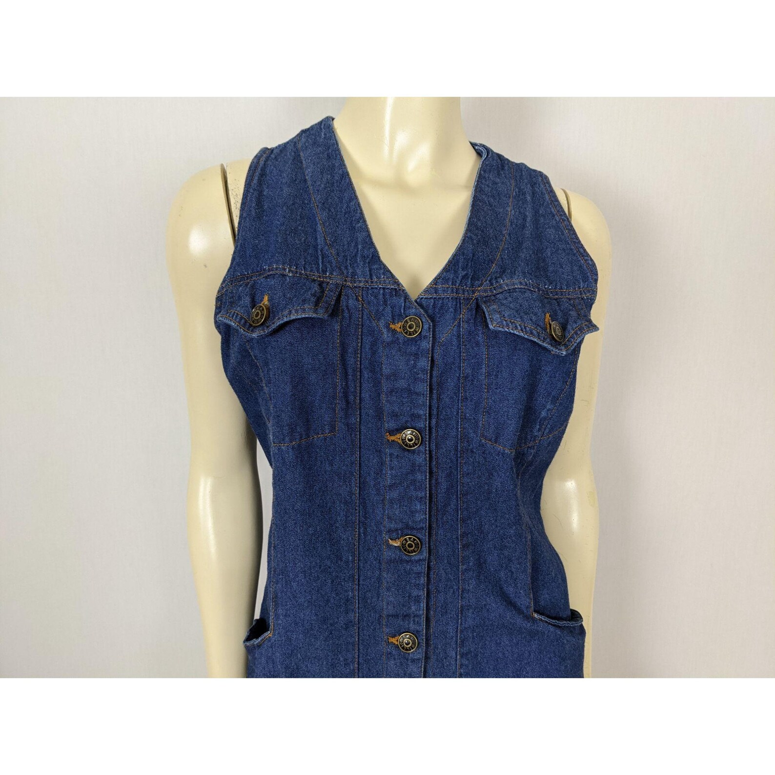 Vintage Willi Wear Sport sin mangas denim de largo largo
