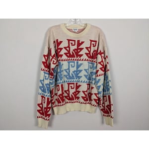 Vintage Repage Colorful long sleeved Aztec design sweater L