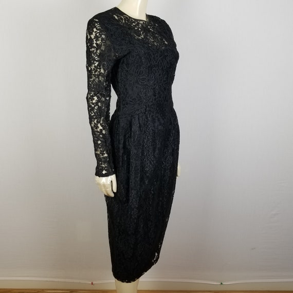 Vintage Nancy Johnson black lace long sleeved siz… - image 2