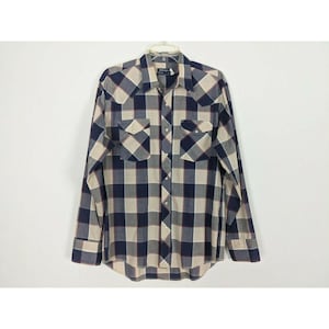 Vintage Wrangler plaid long sleeved snap button men western shirt L